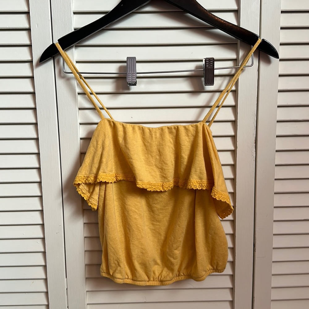 small yellow crop american eagle tank top